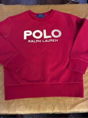 Polo by Ralph Lauren Red Crewneck Sweatshirt with Gold Logo
